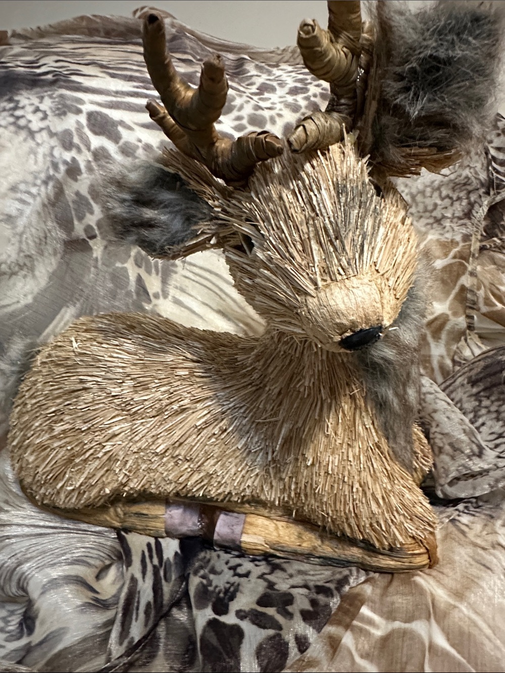 Rustic Natural Straw Reindeer Holiday Decor - Neutral Brown